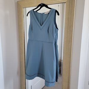 LOFT Casual Slate Blue Dress with Lace